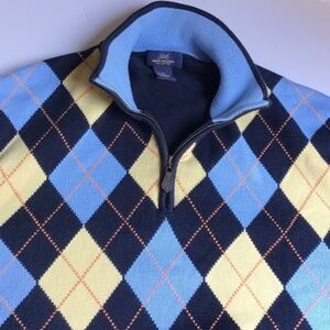 Brooks Brothers “346” navy 1 /4 zip colourful argyle Pima cotton pullover  Sz XL